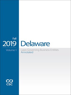 cover image of CSC Delaware Laws Governing Business Entities Annotated